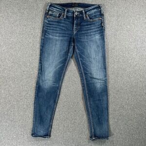 Silver Jeans Co Suki Skinny Blue Denim Jeans Womens 30x31 Mid Rise Curvy Stretch
